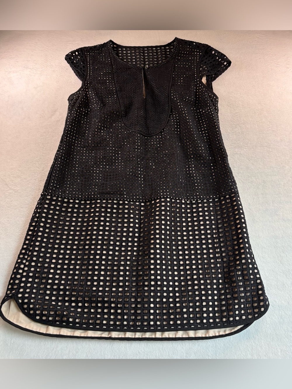 J. Crew Black Eyelet Shift Dress